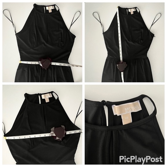 Michael Kors Black Keyhole Maxi STRETCH Dress XS HIGH SLIT WORN ONCE LIKE NEW - Picture 6 of 10